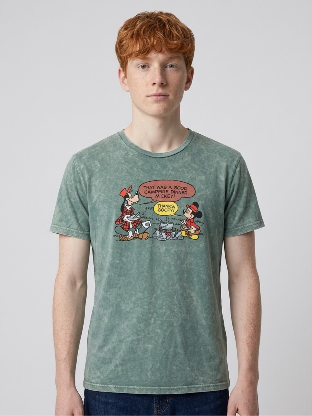 Disney Mickey Goofy Vintage Style Graphic T-Shirt M Mineral Wash Retro Tee Mens
